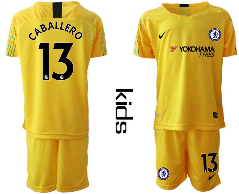 2018_2019 Club Chelsea yellow Youth goalkeeper #13 soccer jerseys->youth soccer jersey->Youth Jersey